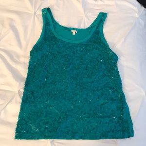 Teal sequin sparkly tank - perfect for NYE